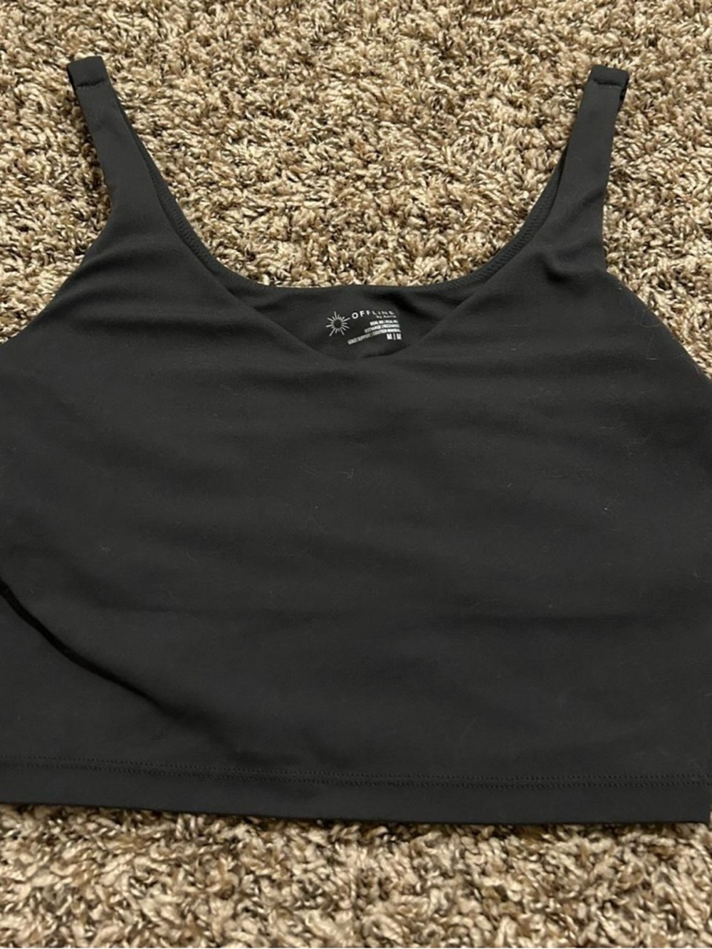 aerie Black Scoop Crop Tank